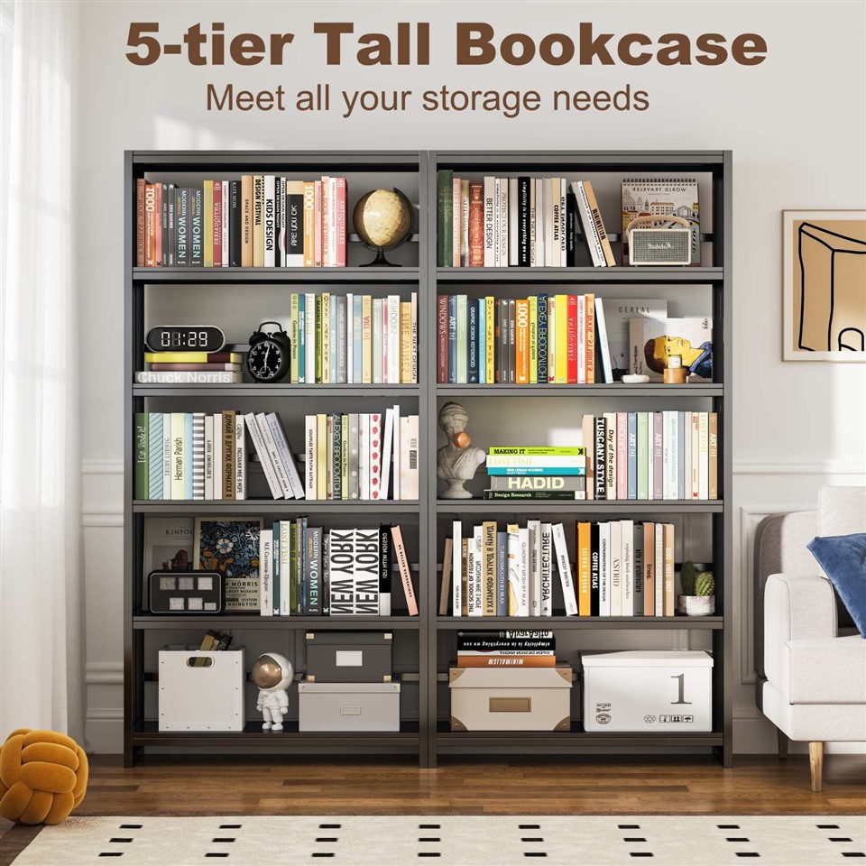 The Metal Black Bookshelf features a bookend design, effectively preventing books from sliding and keeping the bookshelf neat and organized. factory